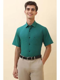 Allen Solly - Men Green Textured Half Sleeves Formal Shirt