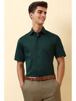 Allen Solly - Men Green Textured Half Sleeves Formal Shirt