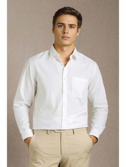 Louis Philippe - Men White Textured Full Sleeves Formal Shirt