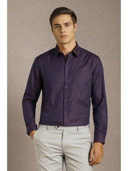 Louis Philippe - Men Purple Textured Full Sleeves Formal Shirt