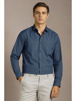 Louis Philippe - Men Navy Blue Print Full Sleeves Formal Shirt