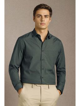 Louis Philippe - Men Green Print Full Sleeves Formal Shirt