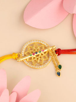 GIVA - Sterling Silver Golden Mandala Flute Rakhi