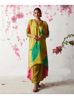 Basil Leaf - Green Kurta with Dhoti Pant and Inner (Set of 3)