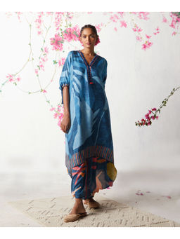 Basil Leaf - Blue Kurta with Dhoti Pant and Inner (Set of 3)