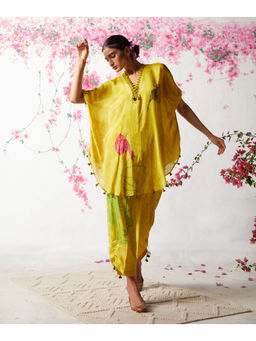 Basil Leaf - Yellow Kaftan with Pant and Inner (Set of 3)