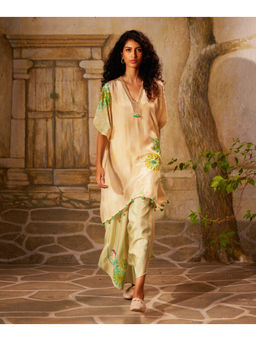 Basil Leaf - Beige Kurta with Palazzo and Inner (Set of 3)