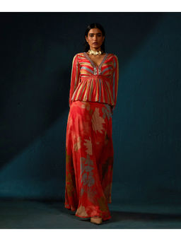 Basil Leaf - Red Palazzo with Top (Set of 2)