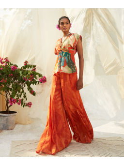 Basil Leaf - Orange Palazzo with Top (Set of 2)