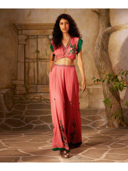 Basil Leaf - Light Pink Palazzo with Crop Top (Set of 2)