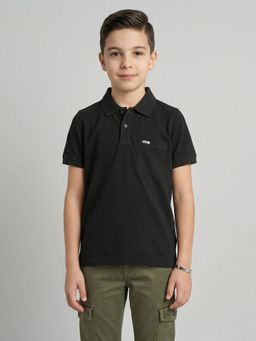 Monte Carlo - Boys Regular Fit Half Sleeve Black Polo T-Shirt