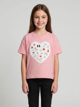 Monte Carlo - Girls Regular Fit Round Neck Half Sleeve Printed Pink T-Shirt