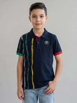 Monte Carlo - Boys Regular Fit Half Sleeve Navy Blue Polo T-Shirt