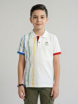 Monte Carlo - Boys Regular Fit Half Sleeve White Polo T-Shirt