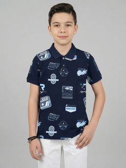 Monte Carlo - Boys Regular Fit Half Sleeve Navy Blue Polo T-Shirt