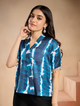 Gajra Gang - Rangeen Gypsy Navy Blue Tie-Dye Crop Top GGTOP17