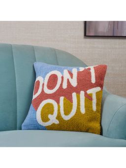 HomeTown - Pop Modern Te x t Crewel Embroidered Cushion Cover 40 x 40 Cm in Multi Colour