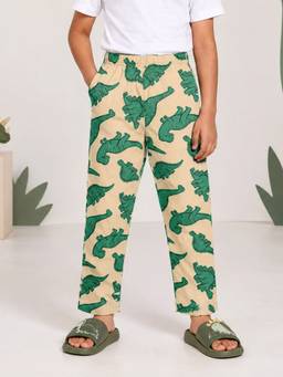 KiddoPanti - Cotton Knit Dinosaur All Over Printed Cotton Pajama