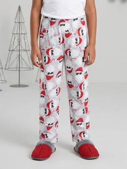 KiddoPanti - Cotton Knit Santa Face All Over Printed Cotton Pajama