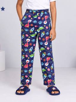 KiddoPanti - Cotton Knit Space Dino All Over Printed Cotton Pajama