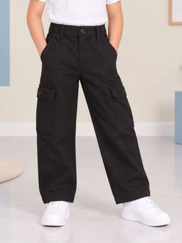 KiddoPanti - Cotton Cargo Pants With Elasticated Waist And Utility Flap Pockets