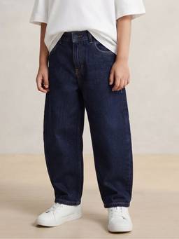 Tales & Stories - Blue Washed Cotton Denim Barrel Fit Jeans