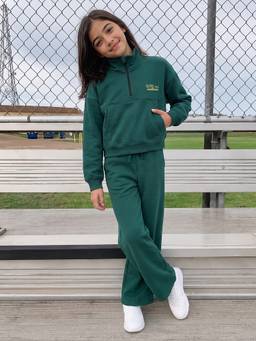 Lil Tomatoes - Cotton Typography Print Track Suits- Bottle Green