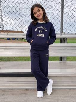 Lil Tomatoes - Cotton Typography Print Track Suits- Navy