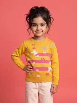Nautinati - Relaxed Fit Fuzzy Knit Sweater With Floral Dachshund Design