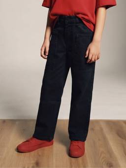 Tales & Stories - Black Washed Denim Straight Fit Jeans