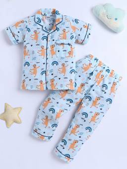 Polka Tots - Cotton Half Sleeve Rainbow And Animal Print Night suits