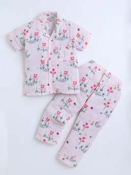 Polka Tots - Cotton Half Sleeve Floral Print Night suits