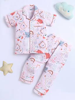 Polka Tots - Cotton Half Sleeve Animal Print Night suits
