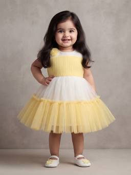 Blabber - Woven Solid Frock With Booties - Lemon (Pack Of 2)