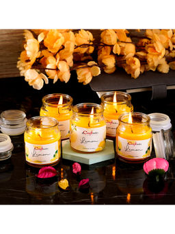 eCraftIndia - Set Of 5 Lemon Scented Jar Candle