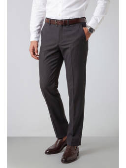 Peter England - Men Charcoal Solid Slim Fit Trouser