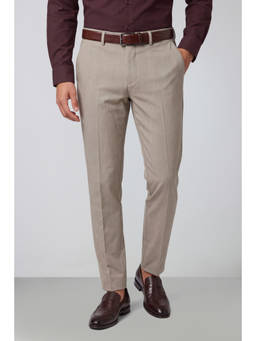 Peter England - Men Beige Solid Slim Fit Trouser