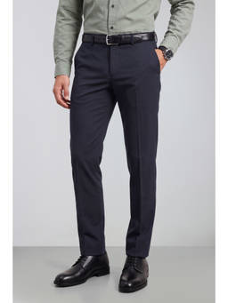 Peter England - Men Navy Solid Slim Fit Trouser