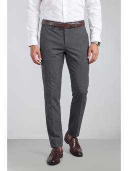 Peter England - Men Medium Grey Solid Slim Fit Trouser