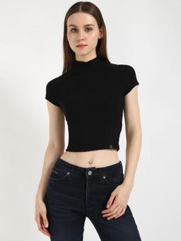Calvin Klein - Slim Fit Viscose Mock Neck Crop Top