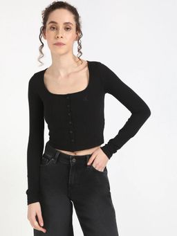 Calvin Klein - Regular Fit Polyester Scoop Neck Crop Top