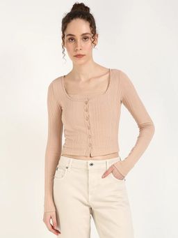 Calvin Klein - Regular Fit Polyester Scoop Neck Crop Top