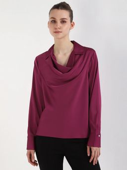 Calvin Klein - Regular Fit Polyester Spread Collar Top