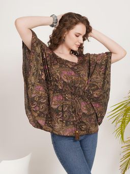 BOHOLYFE - Purple Haze Paisley Kaftan Top