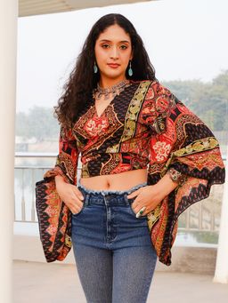 BOHOLYFE - Bohemian Sunset Abstract Wrap Top