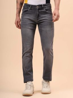 Cantabil - Men Grey Solid Straight Fit Jeans