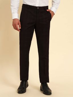 Cantabil - Men Wine Check Regular Fit Formal Trouser