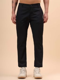 Cantabil - Men Black Textured Casual Regular Fit Trouser