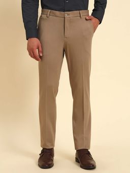 Cantabil - Men Beige Solid Regular Fit Formal Trouser