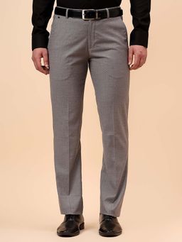 Cantabil - Men Grey Textured Formal Regular Fit Trouser